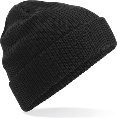 Beechfield Organic Beanie Commando wintermuts - zwart - heren - 100% gebreid katoen - Biologisch