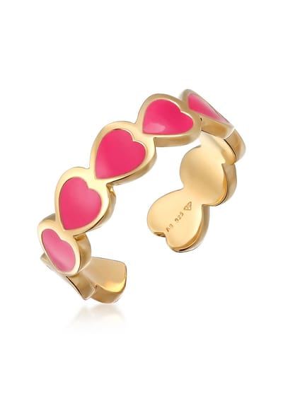Elli - Ring - Dames hart liefde ontwerp open met emaille in 925 sterling zilver verguld - Dames