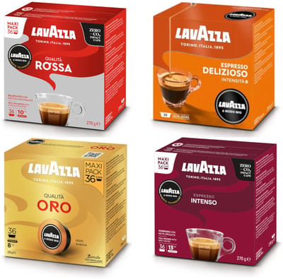 Lavazza A Modo Mio - Qualita Rossa - Qualita Oro - Espresso Delizioso - Espresso Intenso - Proefpakket - 144 (4x36) Koffiecups