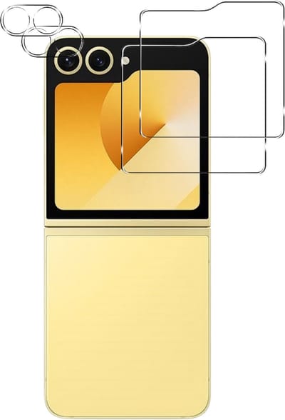 Screenprotector geschikt voor Samsung Galaxy Z Flip 6 - 2 stuks Beschermglas van glas Transparante glazen schermbeschermfolie + 2 stuks Camera Protector