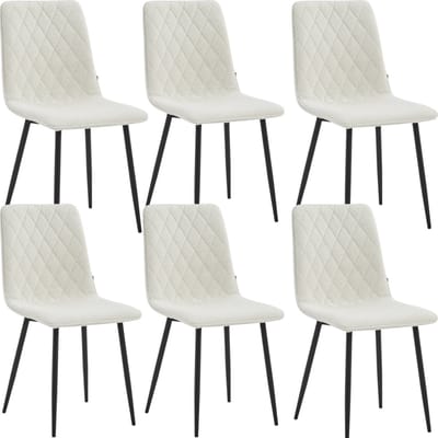 Colenis® - Elise Eetkamerstoel - Set Van 6 - Wit - Bouclé - Industrieel