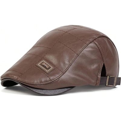 Heren Retro PU Leer Newsboy Petten Jamont Labeling Britse Schilders Hoeden Lente Herfst Zijdelings Verstelbaar Platte Pet Hip Hop Baret black