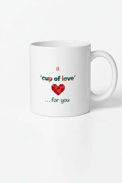 Keramische Mok 'A Cup of Love' met Polygonaal Hart - Liefdevol Cadeau