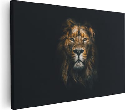 Artaza Canvas Schilderij Leeuwenkop - 30x20 cm - Klein - Muurdecoratie Dierenkop - Wanddecoratie Woonkamer - Kamer Accessoires