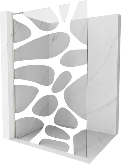 Mexen Kioto L douchewand Walk-in 70 x 200 , witte golf, geborsteld nikkel - 800-070-103-97-97