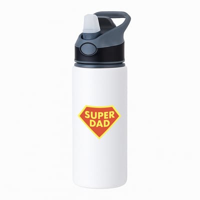 Hacebo® - super dad waterfles met rietje zwart - Vader - papa - Vaderdag - cadeau - verjaardag - kado - water fles - 650ML