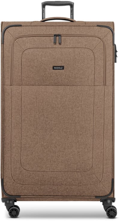 Redolz Essentials 12 4-wiel trolley XL 90 cm zeer groot speciaal formaat - Zachte bagage - TSA slot - coffee