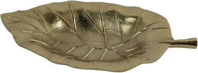 Decoschaal  - Blad - Goud - 12x21x3cm - Aluminium