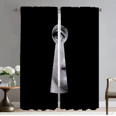 Stores Fornasetti Rideaux Occultants 2 Pièces Rideaux d'Intérieur pour Caméra Salon Rideau Décoration Halloween Cuisine W50xH70cmx2pcs-CL gray