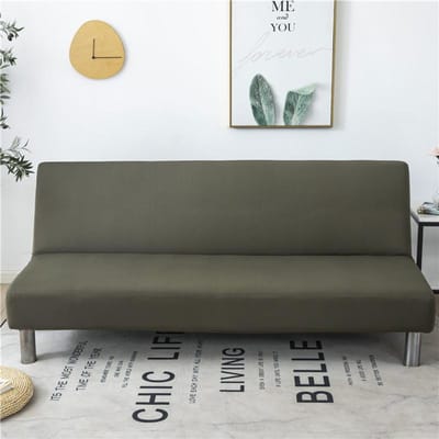 Housse de canapé extensible Housse de canapé pliable grande élasticité pour canapé sans accoudoirs Housse pliable pour canapé-lit copridivano Size S 120-155cm black