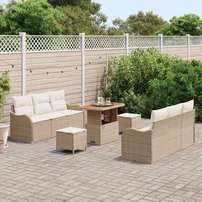 vidaXL - Tuinbank - Set - 9 - st - 8-Aantal - zitplaatsen - Beige - en - Crème