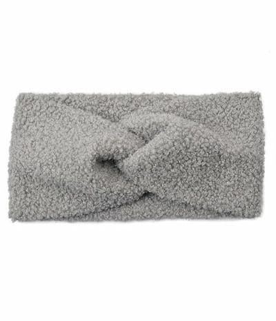 Haarsoires Haarband Twist 12cm – Effen Kleur – Teddy Stof – Grijs - Zachte Knoop Hoofdband - Haaraccessoire voor Dames & Meisjes