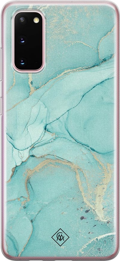 Casimoda® hoesje - Geschikt voor Samsung S20 - Marmer mint groen - Backcover - Siliconen/TPU - Bruin/beige