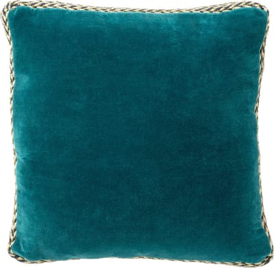 Dutch Decor MANOE - kussenhoes 45x45 cm - effen kleur - jute rand - Deep Lake - blauw - met rits - zonder binnenkussen