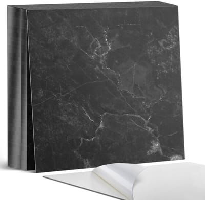 Coloray Plaktegels - Geaderd marmerpatroon Zelfklevende Tegels - 20 cm x 20 cm - Zwart Plaktegels - 20 stuks - Vierkant PVC Tegels - Plaktegels Badkamer - Plaktegels Vloer - Vinyl Tegels Zelfklevend - Wandtegel Zelfklevend