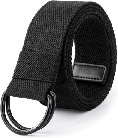 Riemen voor mannen, canvas riem mannen, verstelbare stoffen riem voor heren, zwarte dubbele D-ringriem, gatloze riem geschikt voor vrije tijd en reizen