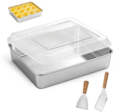 Dailygoods- Taartvorm roestvrij staal - Bakvorm rechthoekig - Luchtdicht deksel - Afmetingen 31x24x5 cm - Bakplaat - Duurzaam materiaal