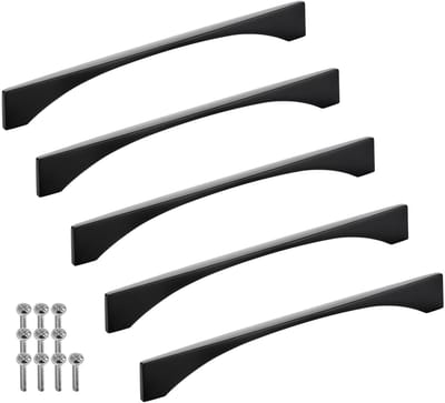 SOTECH 5 stuks aluminium meubelgrepen BLACKLINE XIV BA 192 mm mat zwart (lengte 213 mm, breedte 4,4 mm, hoogte 26 mm) designgreep