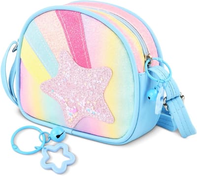Schattige Mini Schoudertas voor Meisjes, PU Leren Handtas, Verstelbare Tas voor Feestjes en Verjaardagen, Geschikt voor Kinderen en Peuters (blauw)