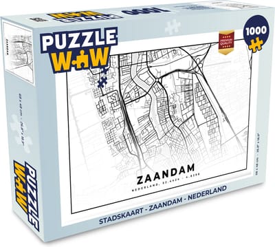 Puzzel Stadskaart - Zaandam - Nederland - Legpuzzel - Puzzel 1000 stukjes volwassenen - Plattegrond