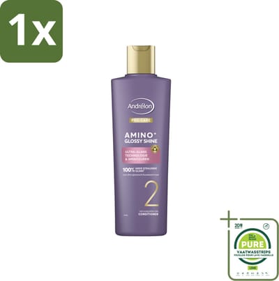 1 x Andrélon – Conditioner – Pro Care Amino+ Glossy Shine – 250 ml - Haar Glans - Aminozuren - Zijdezacht Haar - Spiegelachtige Glans - Zachter Haar