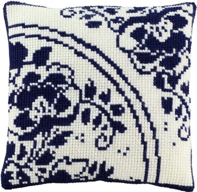 Pako borduurpakket kruisteek kussen - delft blauw Holland - geprint stramien - 003.282 - DIY kit