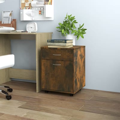 vidaXL - Rolkast - 45x38x54 - cm - bewerkt - hout - gerookt - eikenkleurig