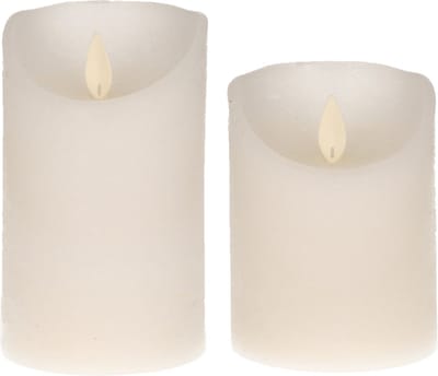 LED kaarsen/stompkaarsen - set 2x - wit - H10 en H12,5 cm - bewegende vlam
