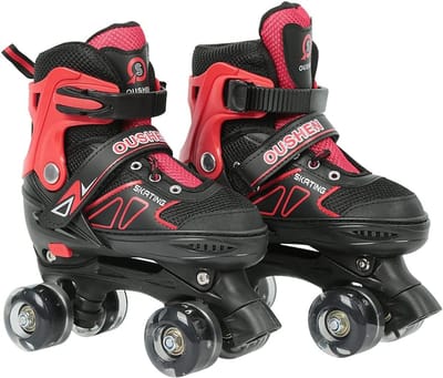 Verstelbare skates - Rolschaatsen inline - Buiten sporten - 3-in-1 ontwerp - Maat M - Rood zwart