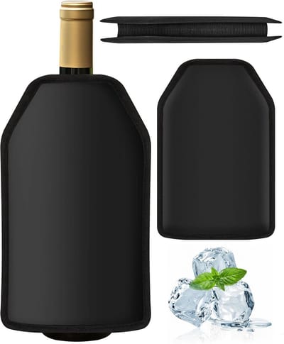 Geïsoleerde IJskoeken voor Wijn - Set van 2 Zwarte Koelers voor Perfecte Dranktemperatuur en Feestjes