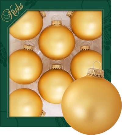 Krebs kerstballen - 8x stuks - honing goud - glas - 7 cm - mat