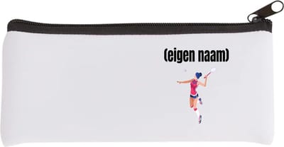 Akyol - badminton vrouw met eigen naam Etui - Badminton - badmintonner - sport - verjaardag cadeau - kado - geschenk - 20 bij 9 cm