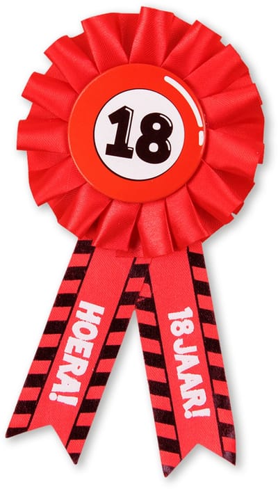 Q2P - 18 Jaar Rozet - Verjaardag Versiering - Verkeersbord - Feest - Buttons - Rosette - Versiering