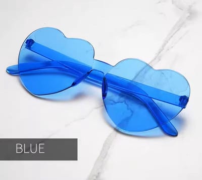 Finnacle - Hartjesbril - Festivalbril - Hippe hartvormige glazen - Blauwe glazen - Carnaval - Thema feest - Festival - Gekke bril - Blauw montuur