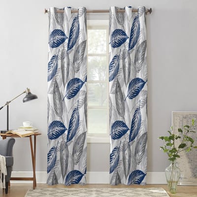 Blauwgrijs Bladtextuur Moderne Raamgordijnen voor Woonkamer Slaapkamer Gordijn Keukenbehandeling Jaloezieën Drapes 135W x 60H(cm) x1