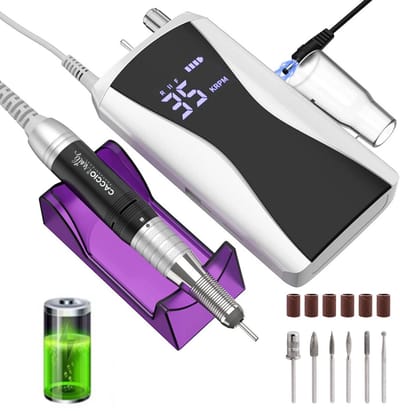 CACCIO® Elektrische Wireless Nagelfrees - Zwart Draadloze Nagelfrees -Inclusief 6 bitjes - 35000 RPM Krachtig Elektrische Nagelvijl - Manicure/pedicure voeten en handen Acrylnagels-Gelnagels - Nagels - Nail Drill Machine - Professioneel