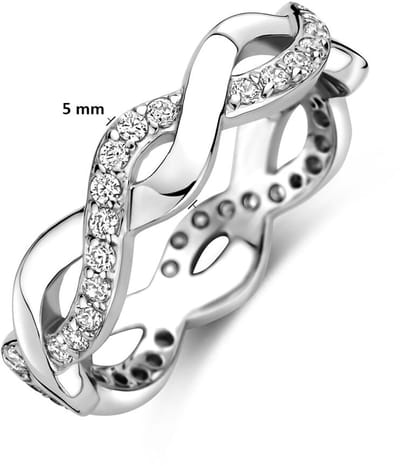 Zilveren Gerhodineerde Ring met Zirkonia 1341925 – 925 Zilver