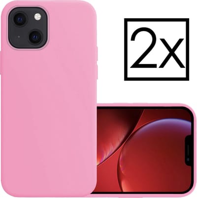 Hoesje - 2 Stuks - Geschikt voor Apple iPhone 13 Mini - Sterk & Shockproof - Case Siliconen - Back Cover - Telefoon Hoes - Lichtroze