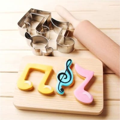 8 Cookie cutters met muzikale noten en instrumenten - RVS koekjesvormen, biscuitmallen en sandwiches maken