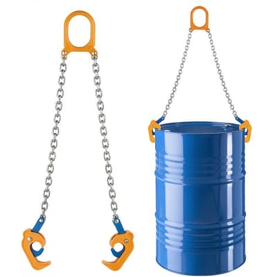 VEVOR Vatenlifter, G80 Vatenliftklem met Veiligheidshaak, Hefvermogen 0,9 T, Gereedschap voor het hanteren van 50 cm lange vaten, Gereedschap voor het hijsen van vaten van koolstofstaal met ketting voor kunststof en metalen vaten