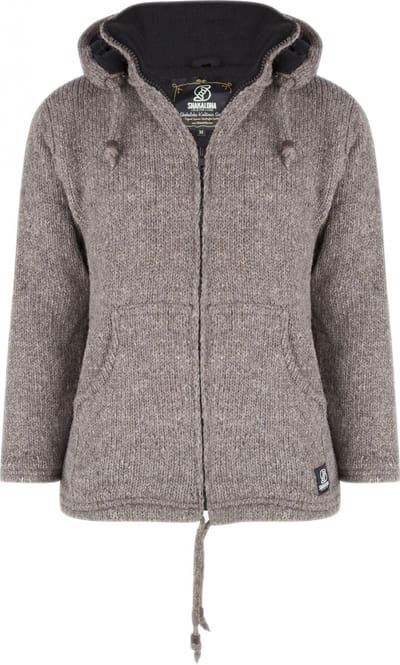 Gebreid Wollen Heren/Uni Vest van Schapenwol met Polyester Fleece voering en afneembare capuchon - SHAKALOHA - M Flash Ziphood 3XL