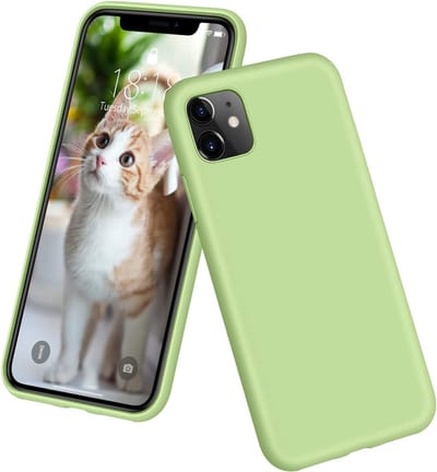 HB Hoesje en Glas Geschikt voor Apple iPhone 11 - Licht Groen - Siliconen Back Cover + 1x Glazen Screenprotector