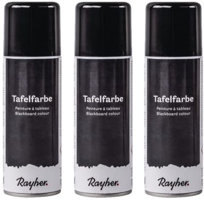 Rayher Krijtbord verf spray - 3x - zwart - 200 ml - schoolbordverf
