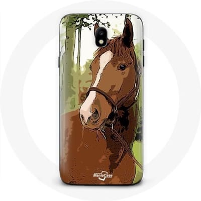 Coque - Samsung - Galaxy J3 2017 - Souple - Marron - Race de cheval marron