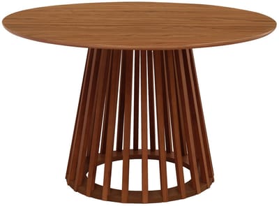 sweeek - Eettafel met houteffect, dennenhouten poten, 4 zitplaatsen, ø120cm