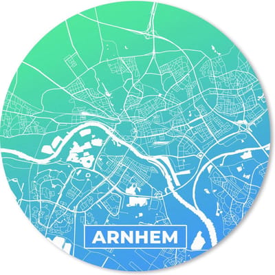 Muismat rond 20x20 cm - Mousepad Stadskaart - Arnhem - Blauw - Groen - Ronde muismatten