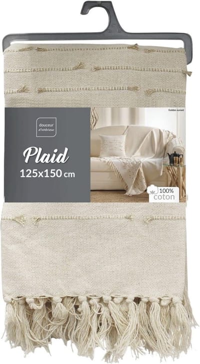 Zachte Katoenen Plaid met Franjes Wit 125x150 cm