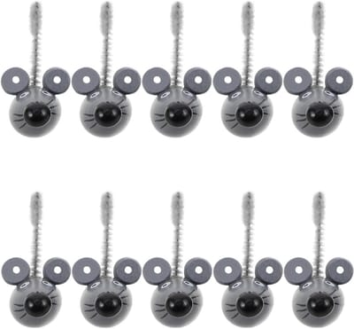 Miniatuur Rattenfiguren - Nep Muizen Ornamenten - Decoratie Ophangen - Flexibele Draadstaart - 40 x 25 x 20 mm - Grijs