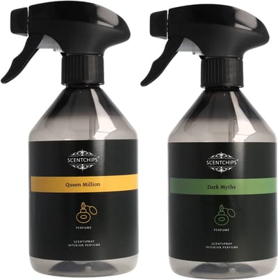 Scentchips Queen Million + Dark Myths Interieurspray Set - Roomspray – Huisparfum – Huisspray – Geurspray – Set van 2 - 500ML