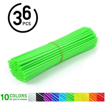 36 pièces Protection de rayons de roue Jantes Motocross Skins Kit de Wraps Garde-boue Moto Tout-terrain Vert Green